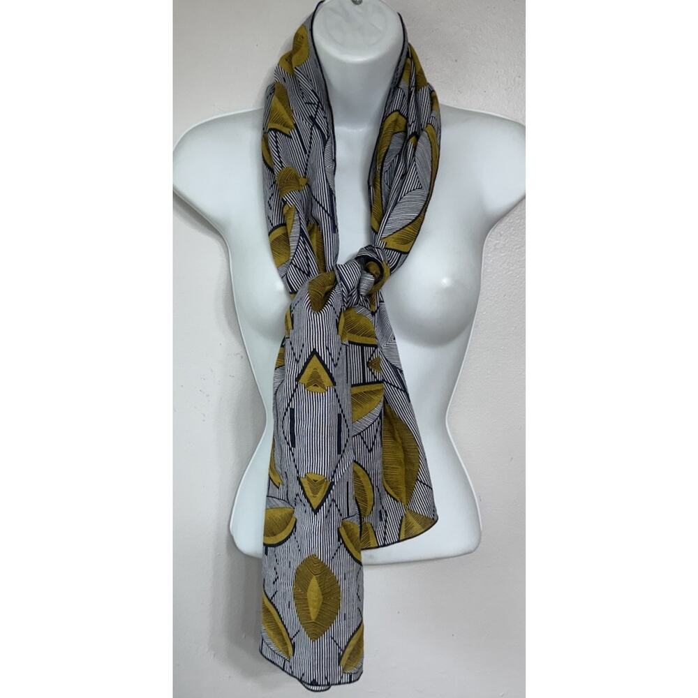 Dana Herbert Scarf Rectangle Navy Gold Women’s 60L X 12W Lightweight NEW